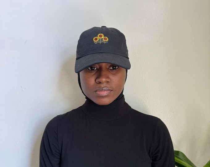 Sunflower embroidered adjustable cap  One size