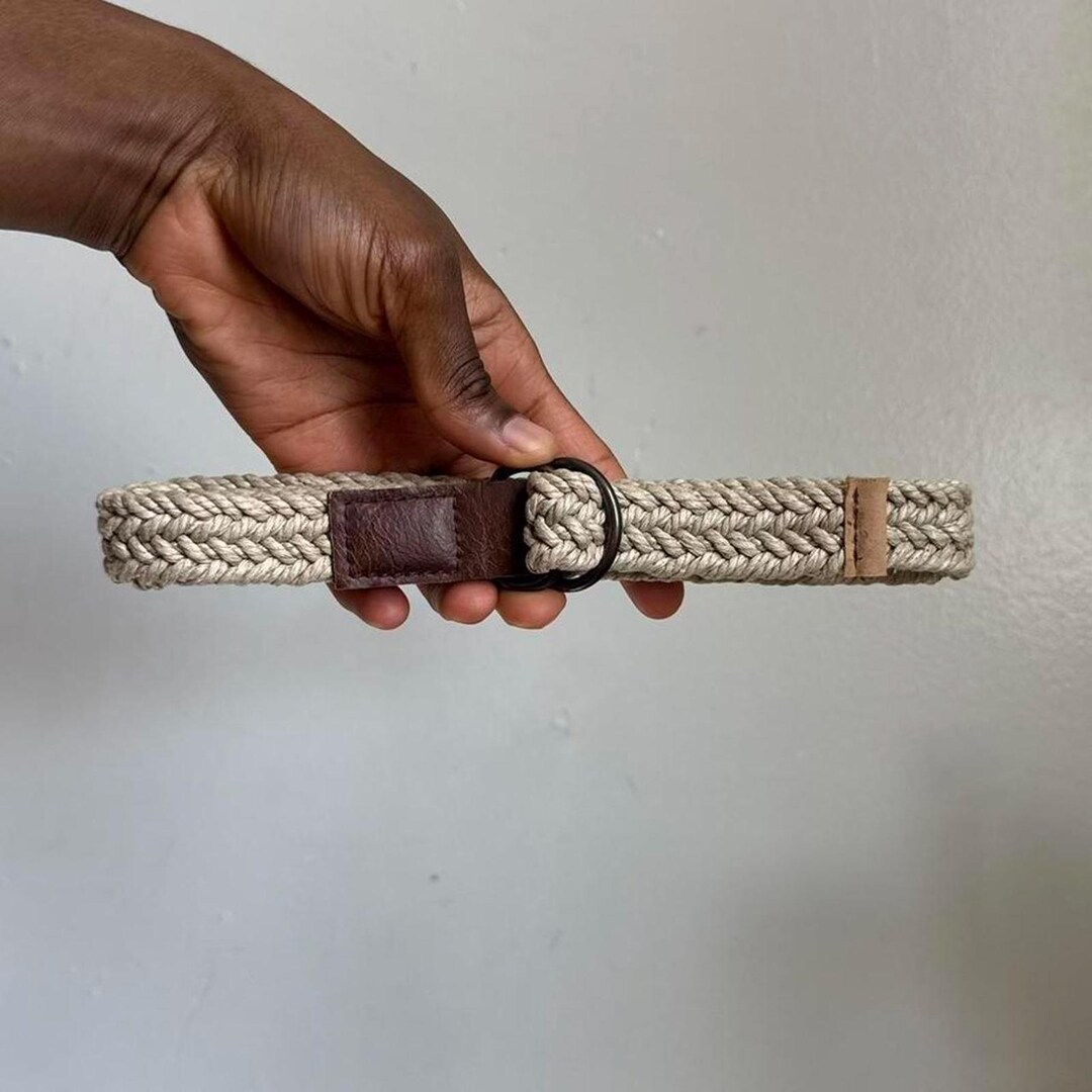 Vintage Braided Rope Belt With Ajustable D-ring Buckle Size 4 Fits Like ...