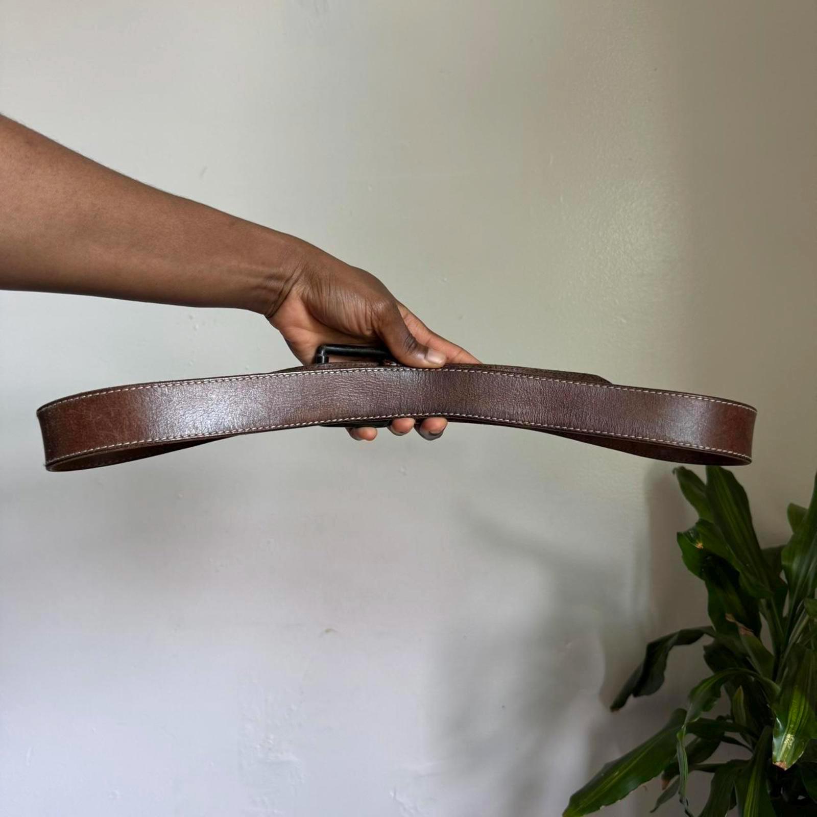 Vintage unisex distressed boho grunge Brown genuine‎ leather belt size 40 Vintage unisex distressed boho grunge Brown genuine leather  main image 4