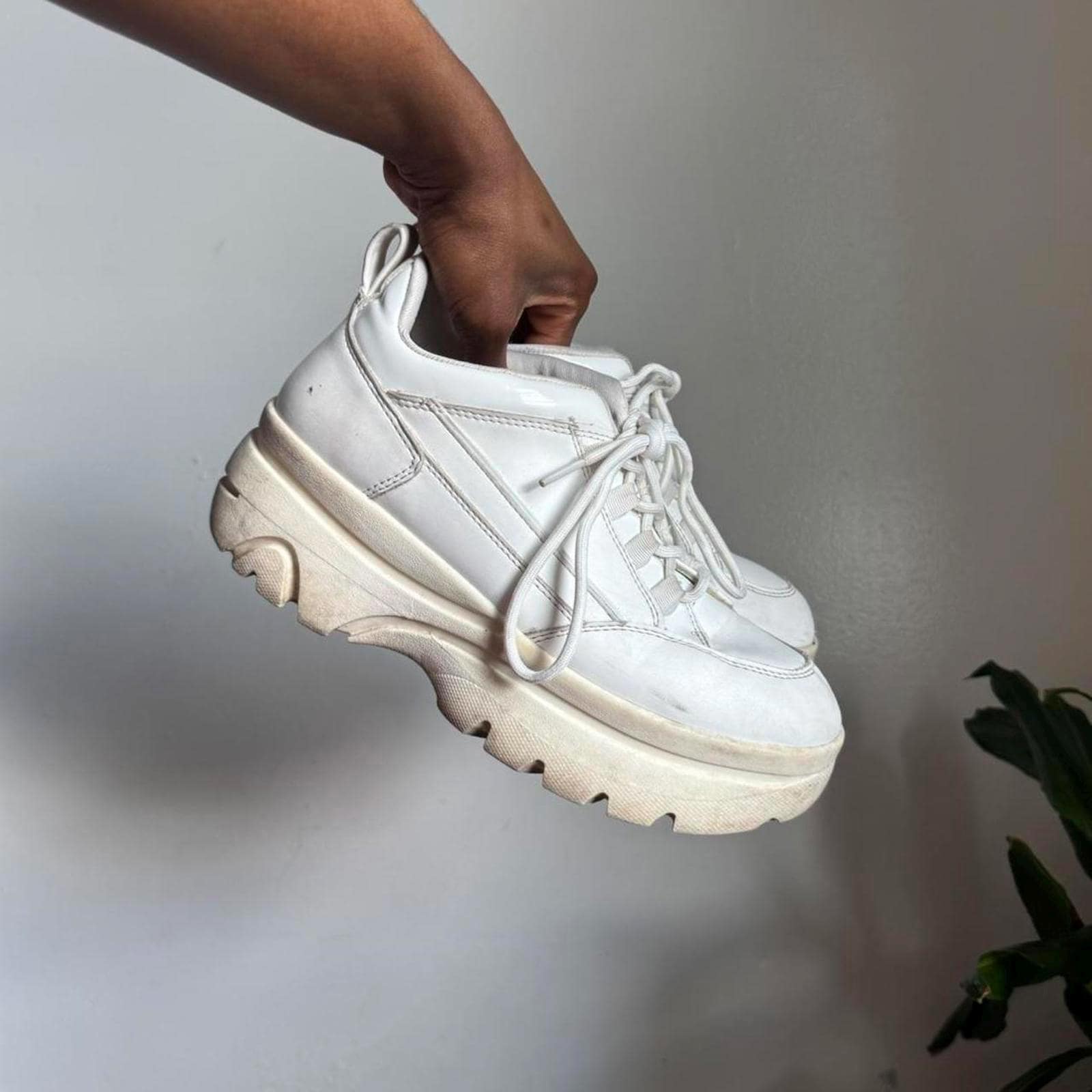 90s white platform sneakers