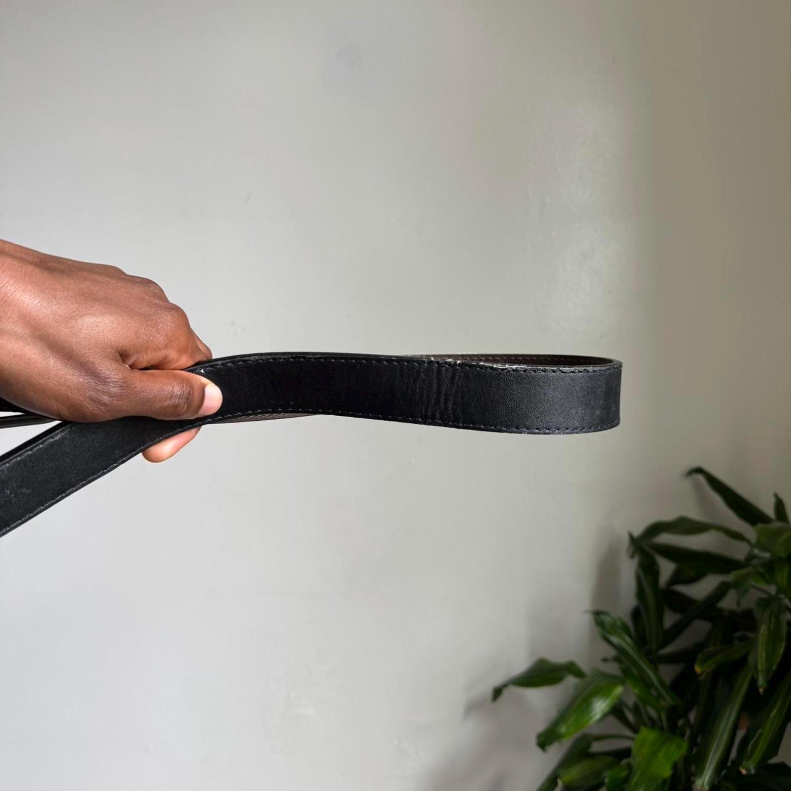 Vintage Unisex Black and Silver Minimaliste Leather Belt  display picture 1