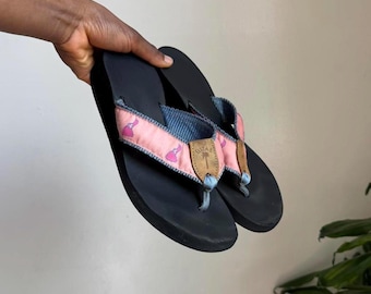 Y2K Eliza B. Platform Wedge Flip Flops Pink & Blue