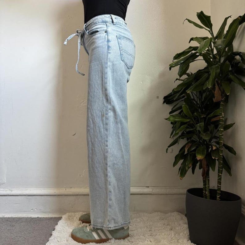 Vintage Style Buffalo Jeans High Rise Wide Leg Denim Tie Waist 28 image 3