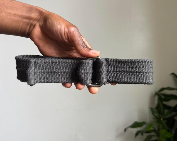 Unisex gray Woven D-ring skater belt