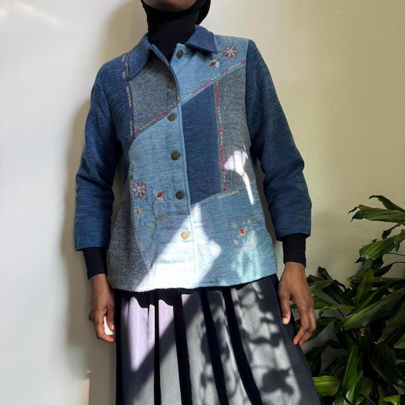 Vintage patchwork button up jacket size 14P - image 2