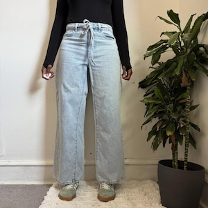 Vintage Style Buffalo Jeans High Rise Wide Leg Denim Tie Waist 28 image 1