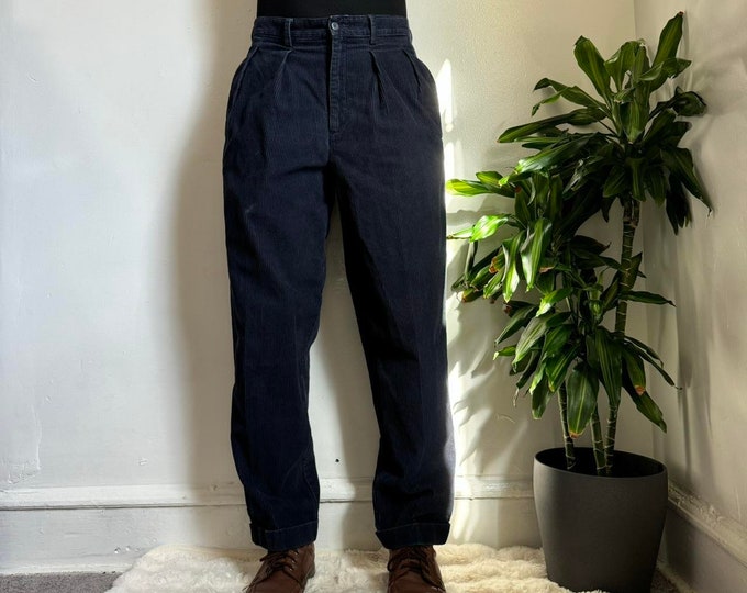 Vintage unisex navy corduroy tailored dads pants