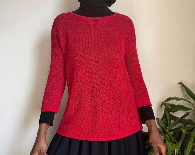 Vintage lightweight Cherry red see through top size M