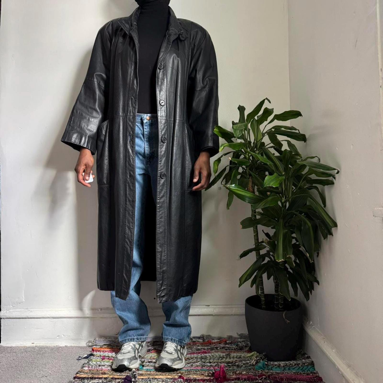 Vintage 90s Black Trench Coat - Etsy