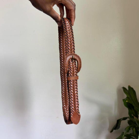 Vintage boho grunge Brown braided leather belt‎ Vintage Boho Grunge Brown Braided Leather Belt - Etsy main image 3