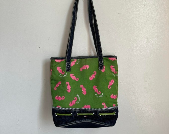 Pink Unicorn denim tote bag