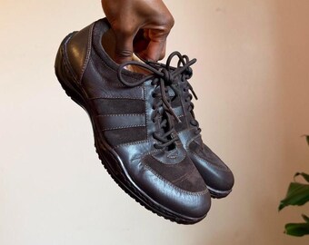 H. Bass Chocolate Brown Leather Suede Low Top Sneakers women’s US 7.5