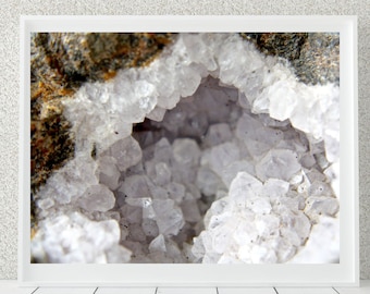 Large Geode Wall Art, Gemstone Art Print, Crystal Quartz Photo Print, Mineral Photography