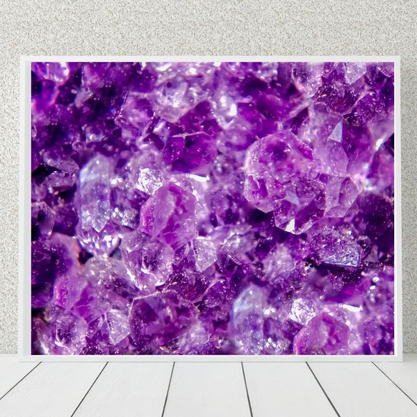 Large Amethyst Photograph, Purple Gemstone Art Print, Violet Crystal Photo, Mineral Photography, February Birthstone Art Print