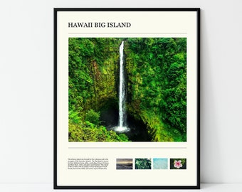 Akaka Falls Poster, Big Island Poster, Hawaiian Travel Poster, Hawaii Travel Print, Tropical Wall Art, Hawaii Art Wall, Waterfall Photo