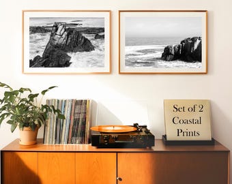 Black and White Ocean Photography Set: Monterey Bay Coastal Art