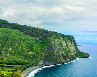 Hawaiian Coastline Photograph, Waipio Valley Print, Big Island Scenic Art, Hawaiian Home Decor, Kona Hawaii Photography, Tropical Landscape