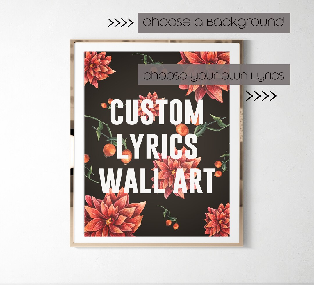 Custom Lyric Print, Personalized Song Lyrics Poster, Music Quote Wall ...