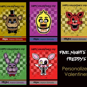 Five Nights at Freddy's Valentine's Day Candy Bag Topper FNAF School  Valentines Valentines Ziptop Bag Topper FNAF Party Favors 100924 