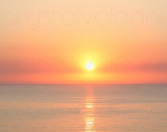 Ocean Sunset Photograph, Sunset Fine Art Print, Peach Sky Beach Art Print, California Coast Photography, Dusky Seaside Print, Boho Beach Art