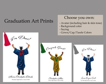 Personalized Graduation Decor, Custom Grad Art Print, Graduation Centerpieces, Boy Grad Keepsake, Grad Party Decor, Custom Grad Decor