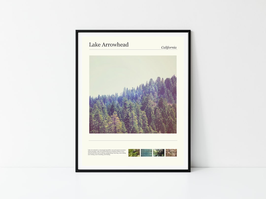 Lake Arrowhead Poster, Forest Poster Print, Lake Arrowhead Wall Art