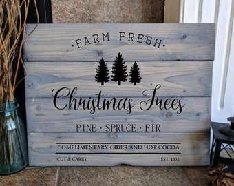 Farm Fresh Christmas Tree Wall Sign / Vinyl Decal Sticker
