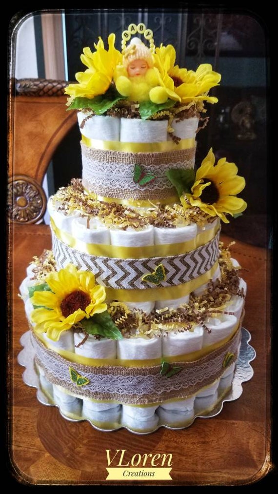 sunflower diaper cake