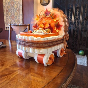 Little Pumpkin Diaper Carriage, Personalized Fall Baby Shower Centerpiece image 7