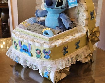 Stitch Baby Shower Diaper Cake Gift Basket