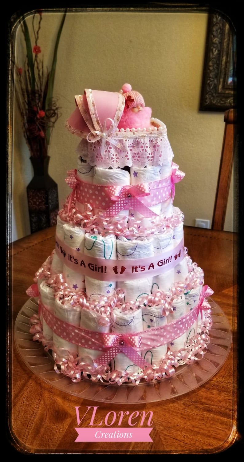 Baby Gift Diaper Cake It/'s a Girl Baby Shower