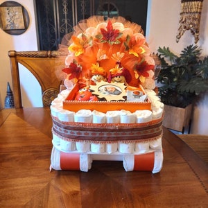 Little Pumpkin Diaper Carriage, Personalized Fall Baby Shower Centerpiece image 6
