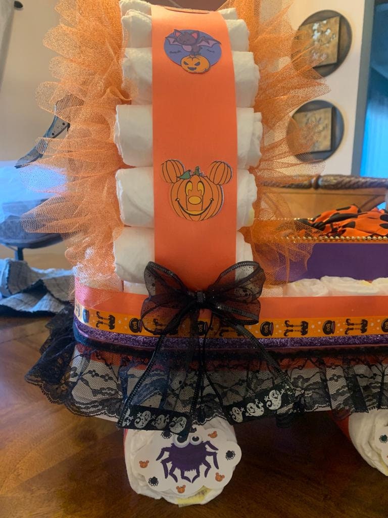 Halloween Diaper Cake Baby Shower Gift Basket Stroller Etsy