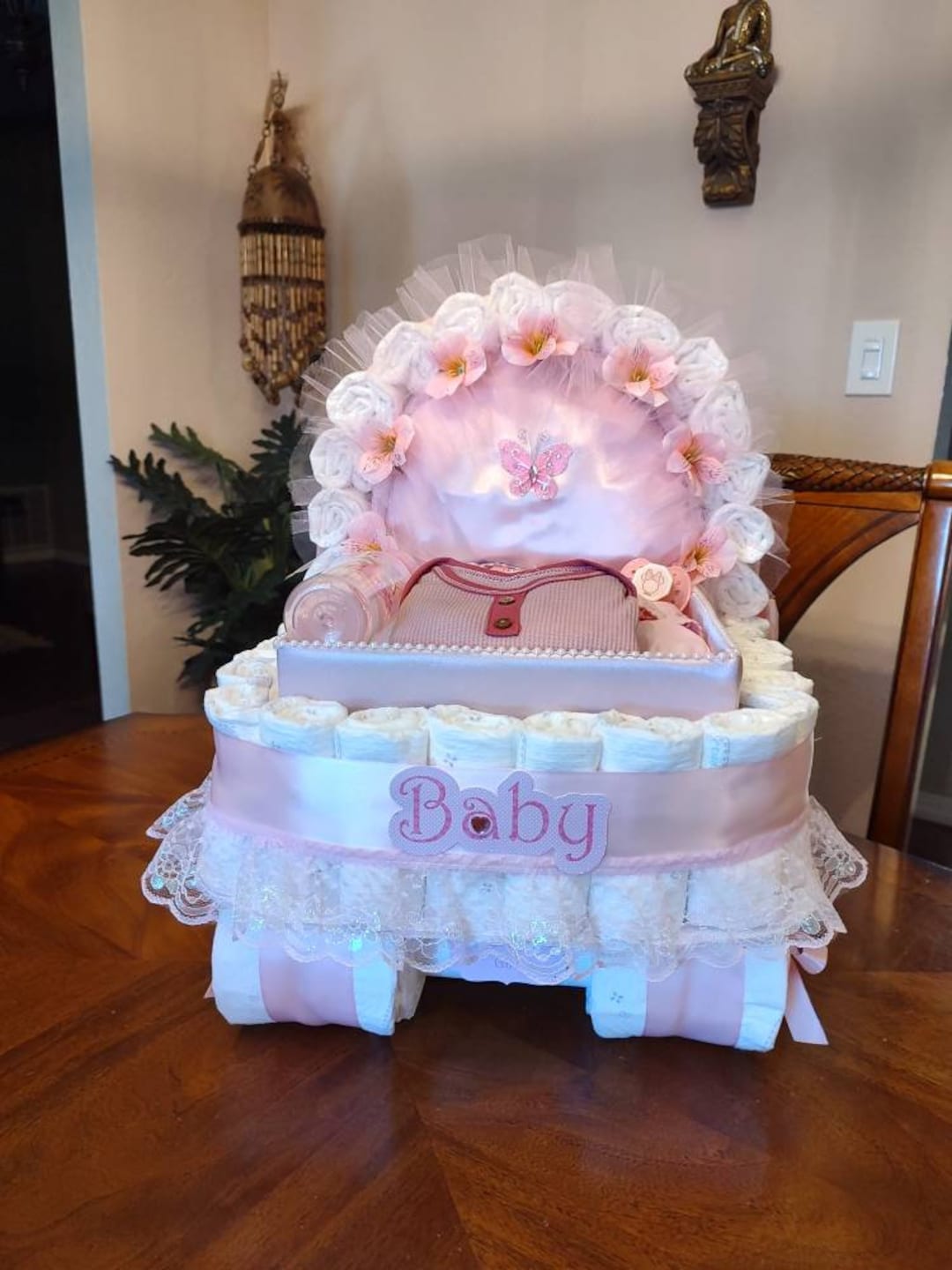 Lyforpyton Sacchetto Regalo Rosa Little Princess 32x12x25 Cm Con Carta Velina E Biglietto, Per Compleanno Bimba E Baby Shower