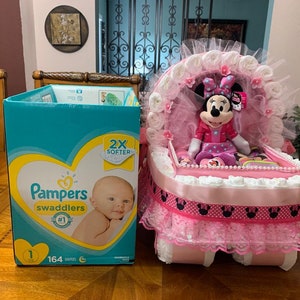 Minnie Mouse Animated Baby Gift Diaper Cake Carriage Bassinet Stroller ...