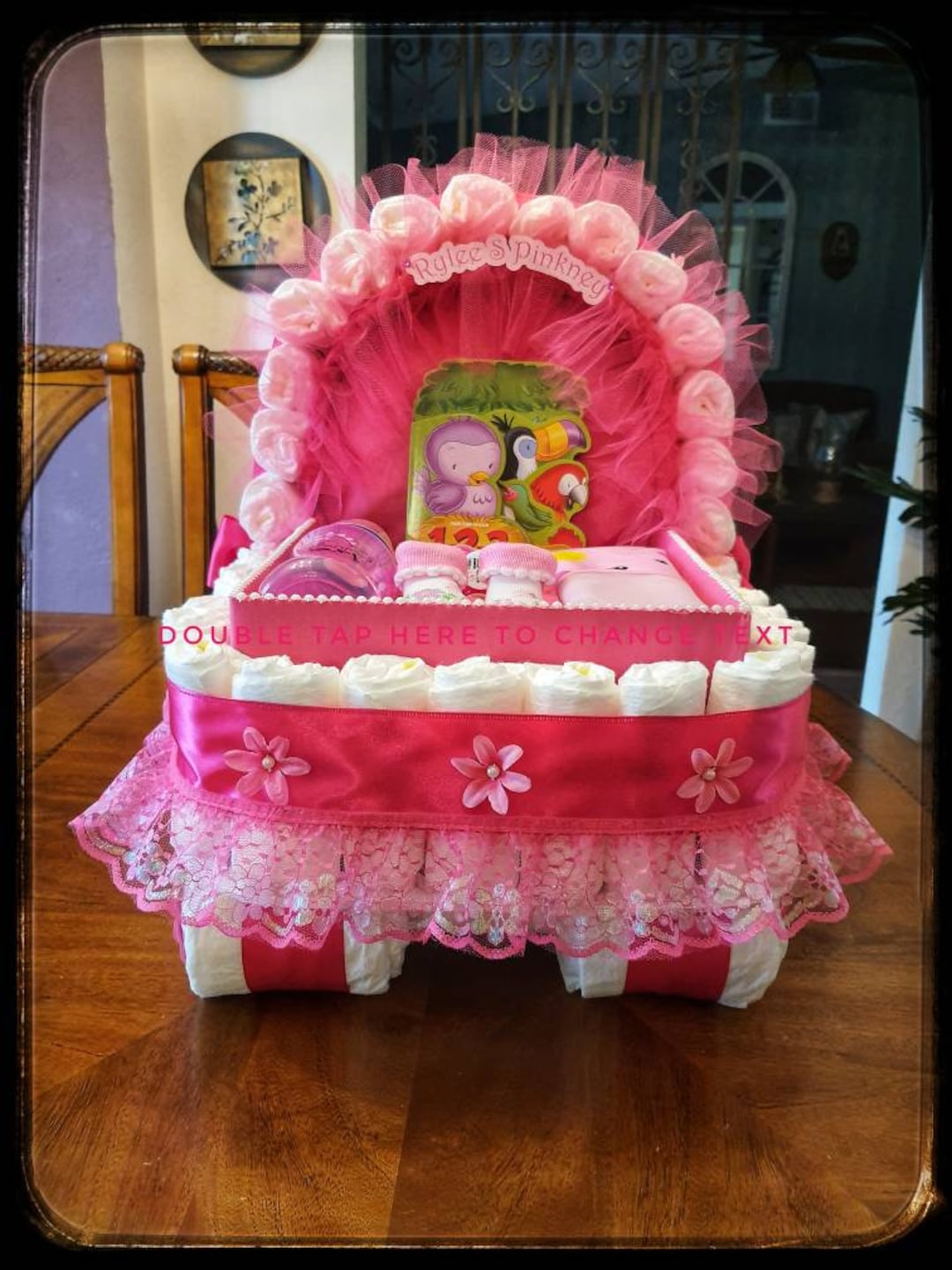 Diaper Cake, Baby Gift Diaper Cake, Fucshia Dark Pink Hot Pink