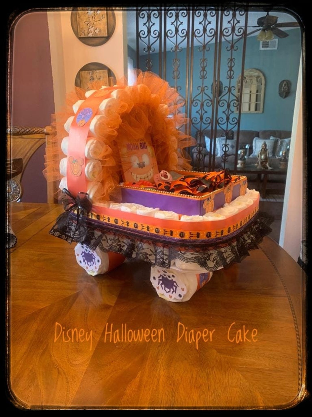 Halloween Diaper Cake, Baby Shower, Gift Basket Stroller, Carriage