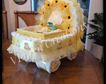 Welcome Baby Basket, Duck Diaper Cake, Duckie, Rubber Duck, Stroller, Carriage, Any Color, Any theme, Duck Baby Shower Gift