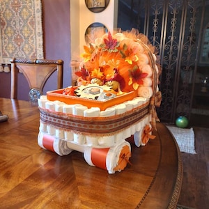 Little Pumpkin Diaper Carriage, Personalized Fall Baby Shower Centerpiece image 4