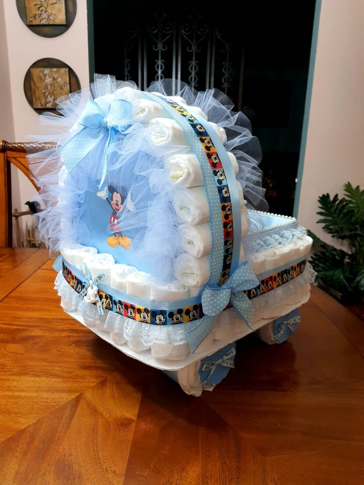 Diaper Cake Mickey Mouse Animated Baby Gift Diaper Cake Etsy