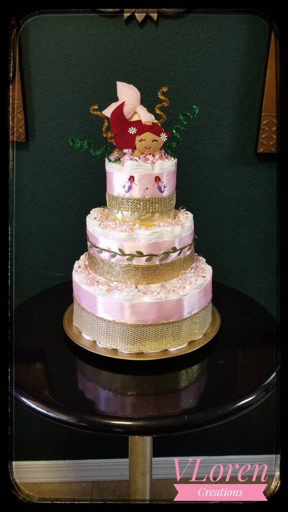 mermaid theme diaper cake
