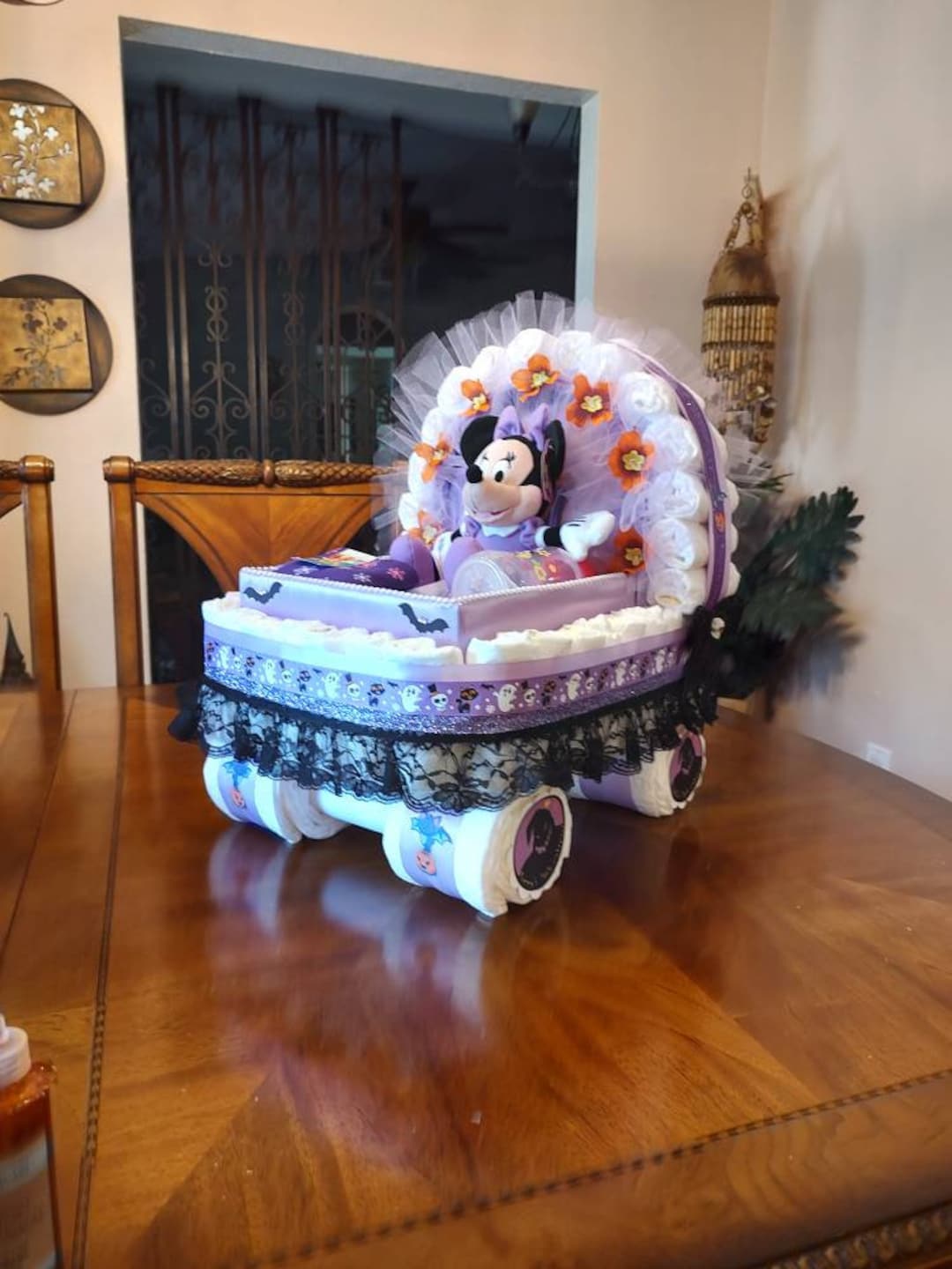 Baby Girl Cinderella Diaper Carriage Halloween Minnie Diaper Cake