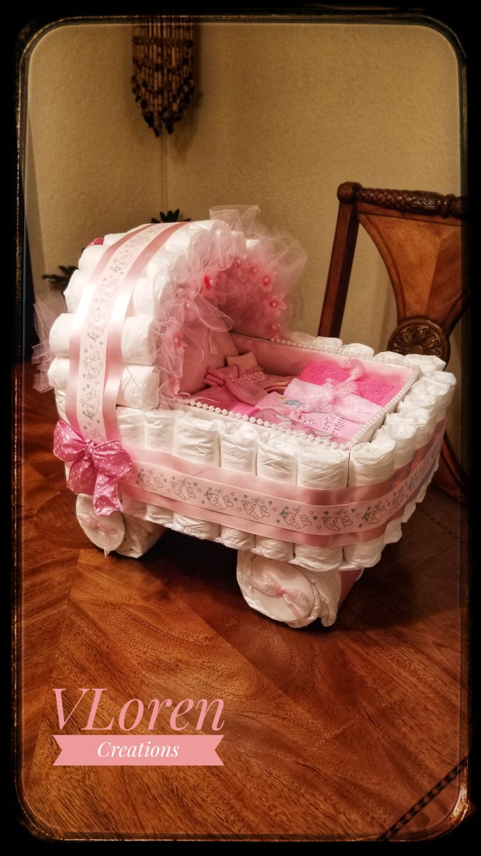 Diaper Cake Baby Gift Diaper Cake Blue Carriage Etsy