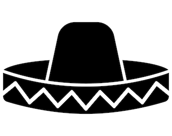 Sombrero SVG, mexican hat silhouette, cinco de mayo clipart, sombrero cut file, mexican hat PNG, sombrero outline, mexico hat icon