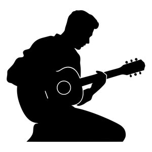 Gitarist SVG - gitarist Man gitaarspelen muziek silhouet Clip Art gesneden bestand, Instant Download, commercieel gebruik, svg png jpg eps pdf