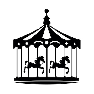 Merry Go Round SVG - carrousel forains State Fair Ride Silhouette Clipart coupe fichier, téléchargement immédiat, usage commercial, svg jpg png eps pdf