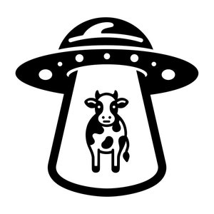 UFO Abduction SVG - Aliens Extraterrestrial Abducting Cow Printable Clip Art Cut File, Instant Download, Commercial Use, svg png jpg eps pdf