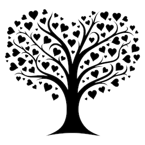 Hartvormige boom SVG - liefde hart bloemen boom silhouet Clip Art gesneden bestand, Instant Download, commercieel gebruik, svg png jpg eps pdf