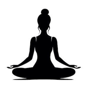 Silueta de mujer meditando SVG - Archivo de corte, descarga instantánea, uso comercial