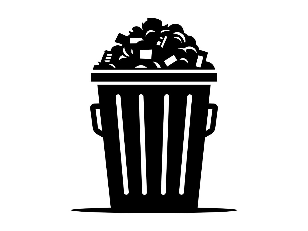 Trash Can SVG - Garbage Rubbish Bin Waste Junk Silhouette Clip Art Cut ...